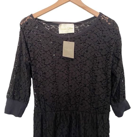 NWT Anthropologie Large Black Lace Cocktail Dress Staci Woo Souvenir - Picture 4 of 14